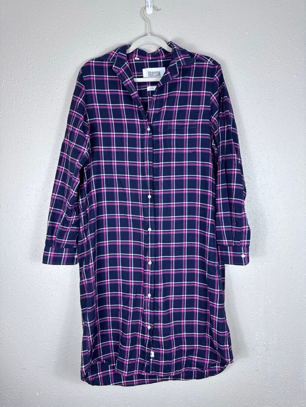 Grayson Oversized Black Plaid Midi Dress 100% Cotton Womens Size 2 (Small)